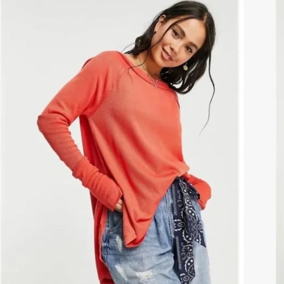 FREE PEOPLE Women's Red HEATWAVE Long Sleeve Tunic Top, Nwt, Size Xsmall - Picture 14 of 16